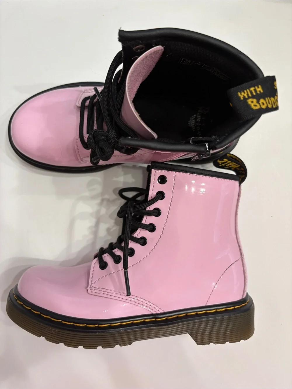 Dr. Martens Pink Patent Lace-Up Kids Boots Size 1